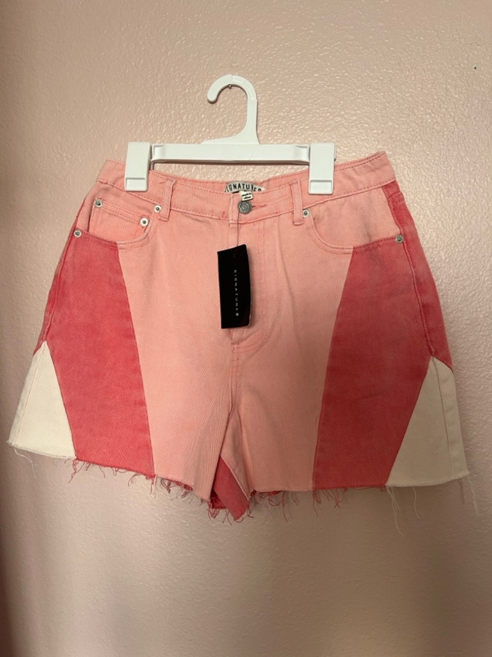 Signature8 - I Got You Color-Block Denim Shorts (pink/white)